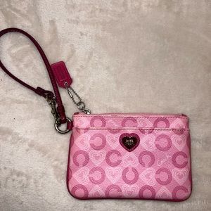 Coach Pink Waverly Hearts Wristlet